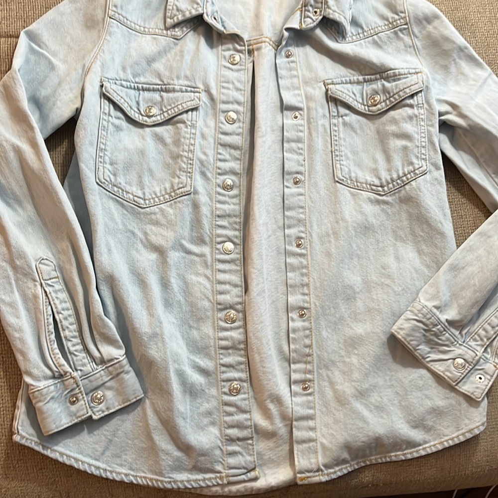 Zara Denim Button Down Blouse - Picture 4 of 5